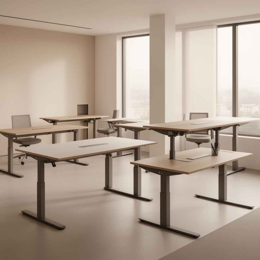 Modern office with height-adjustable standing desks